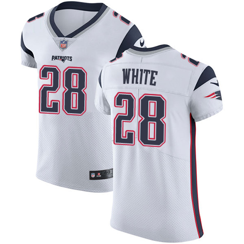 Nike Patriots #28 James White White Men's Stitched NFL Vapor Untouchable Elite Jersey